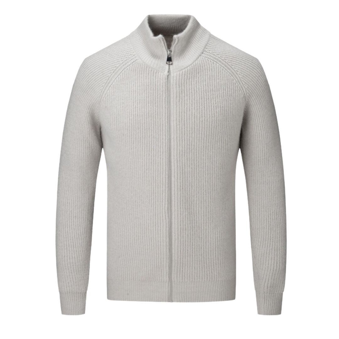 Cardigan zippé en laine mérinos 100%