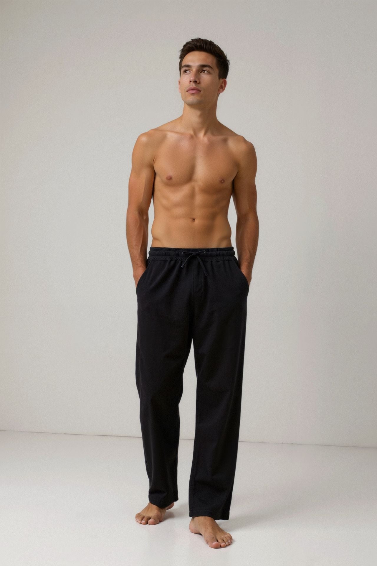 Pantalons à cordon en mélange de coton et de lin