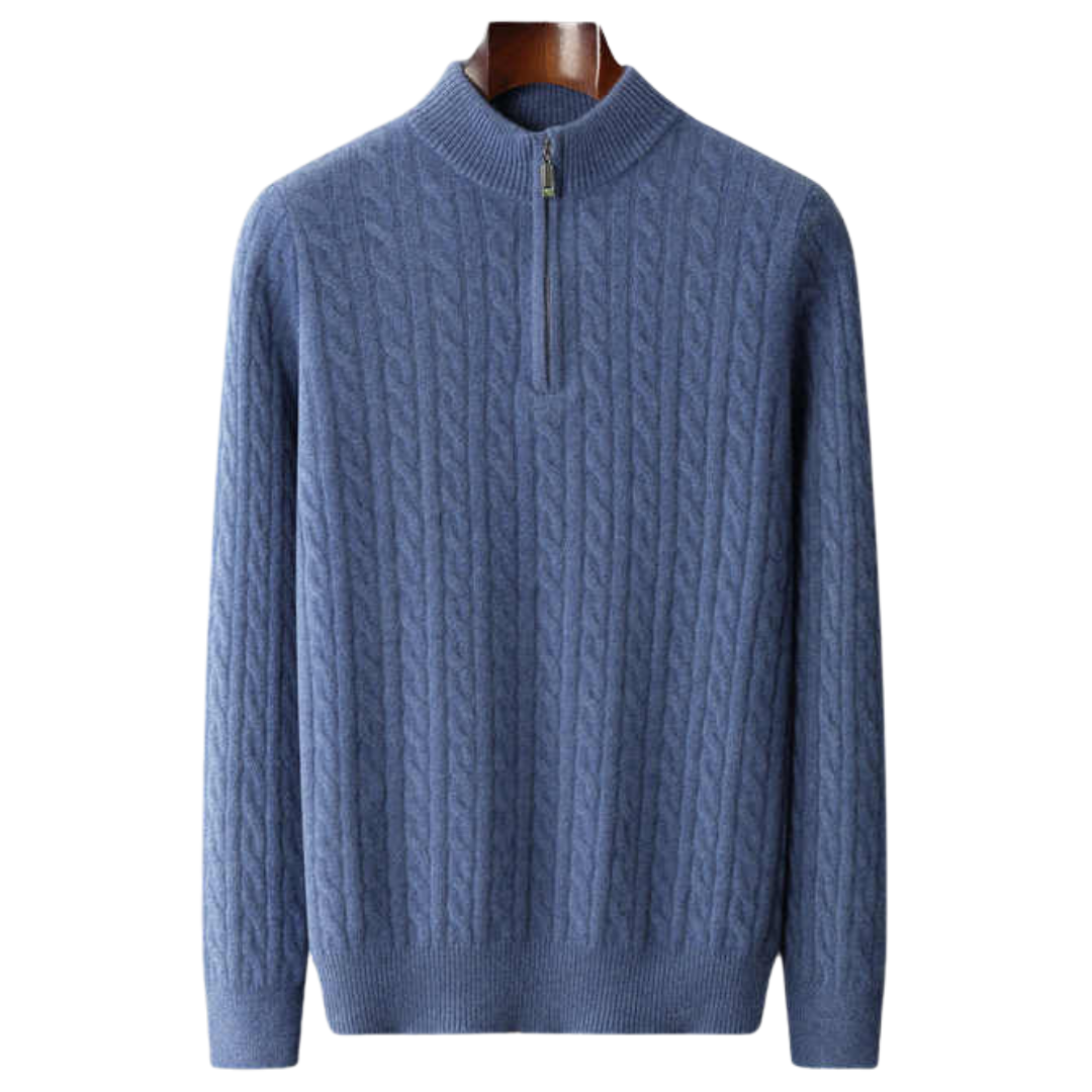 100% Cachemire Tissé Demi-Zip