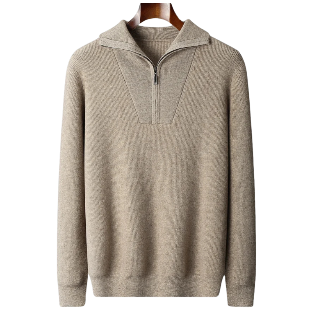 Pull à col zippé en cachemire 100%