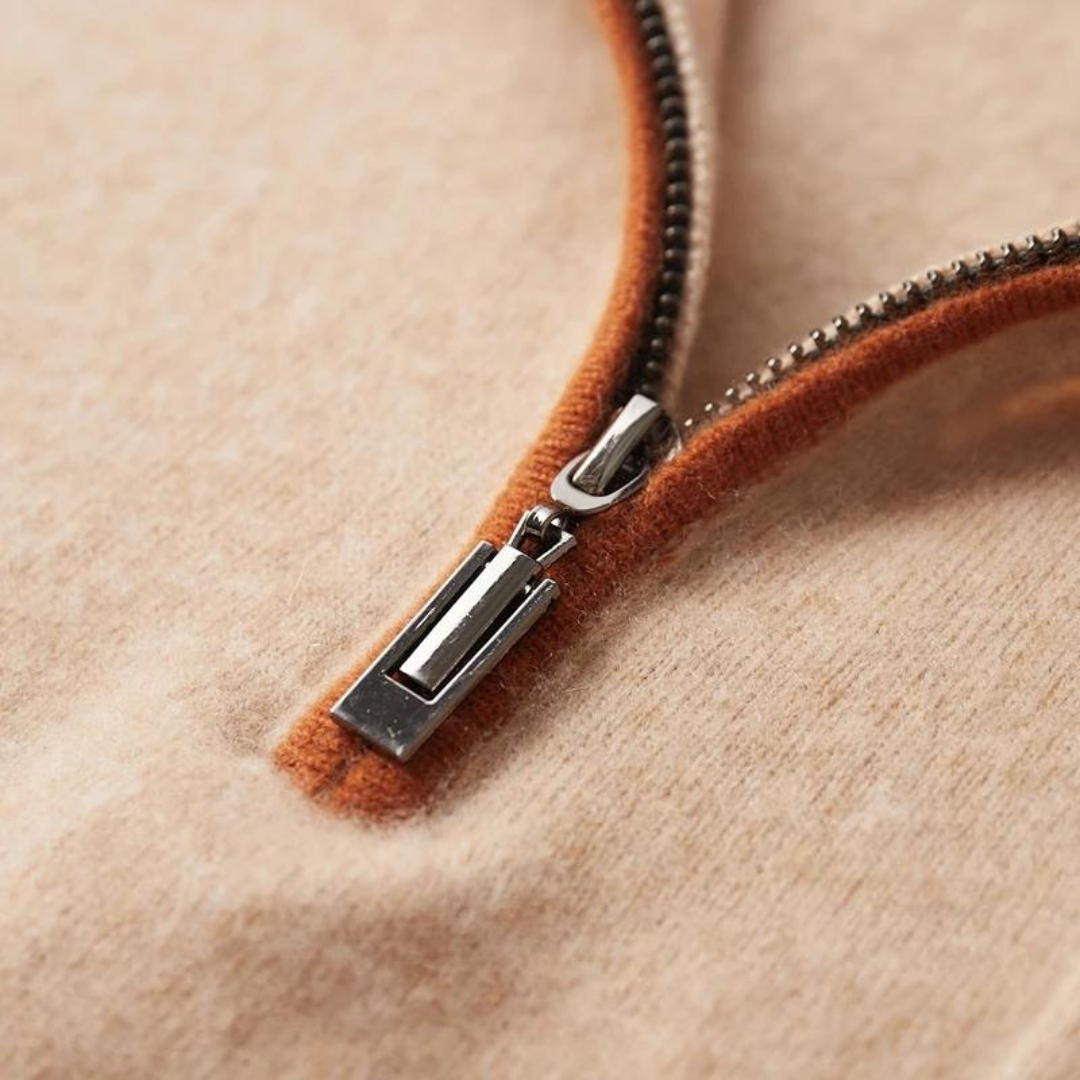 Polo zippé en 100% cachemire