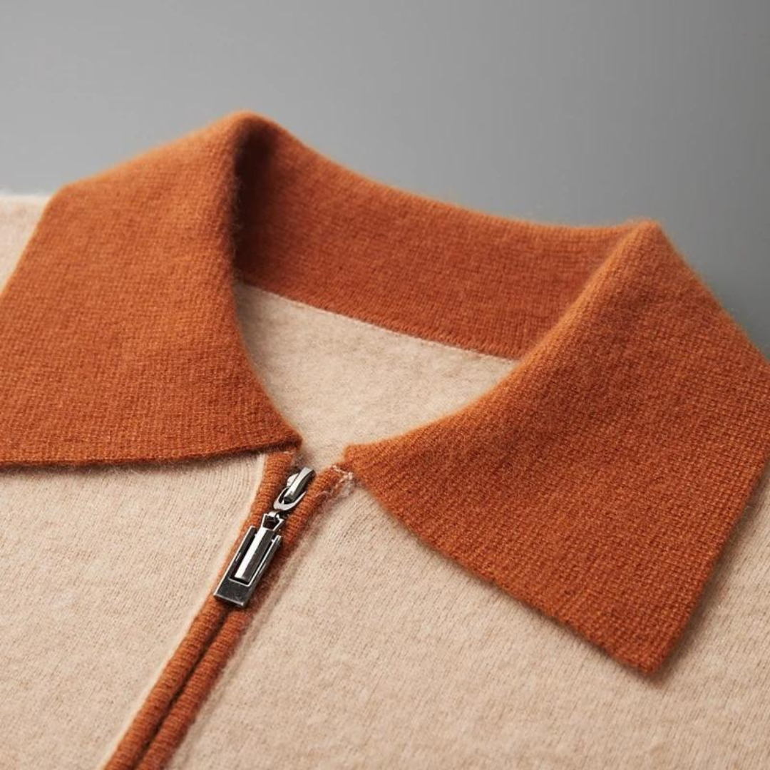 Polo zippé en 100% cachemire