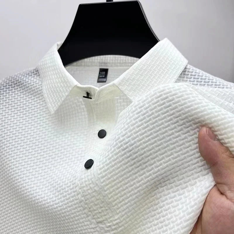 Polo Structuré à Manches Courtes Pour Hommes | Décontracté