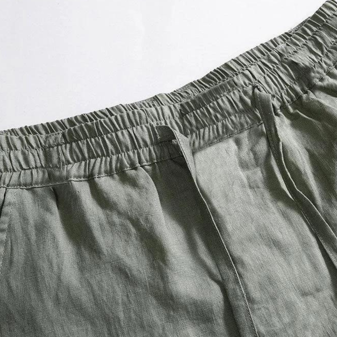 Fez - Pantalon en Lin (Coupe Droite)