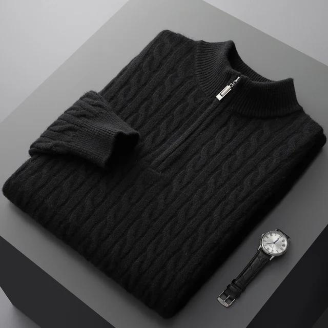 100% Cachemire Tissé Demi-Zip
