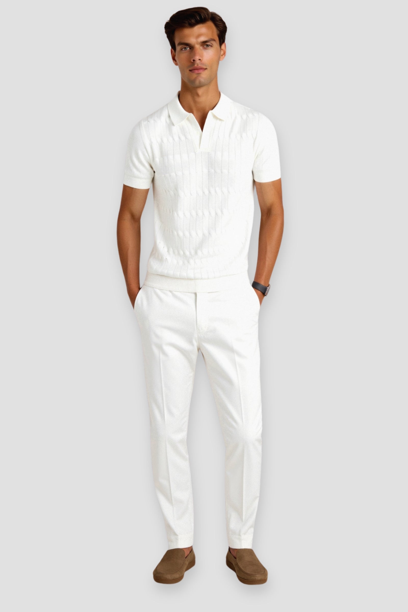 Polo en V côtelé Premium