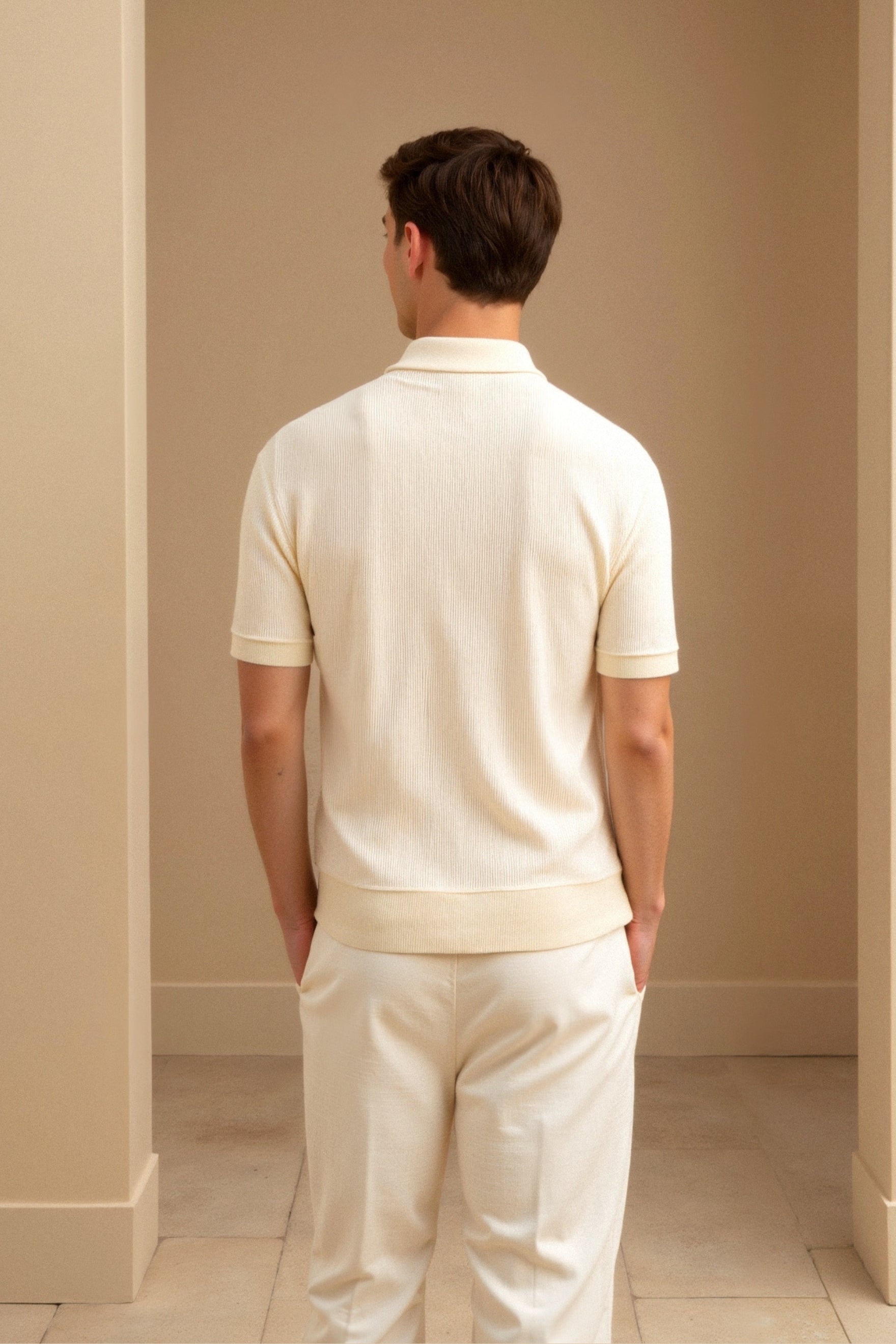 Polo T-shirt en Laine Structurée