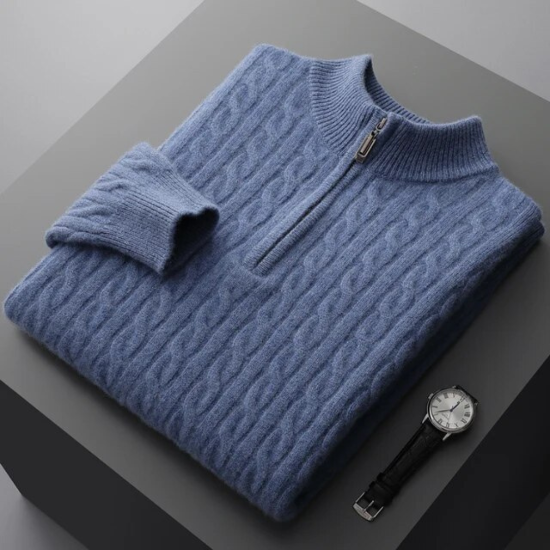 100% Cachemire Tissé Demi-Zip