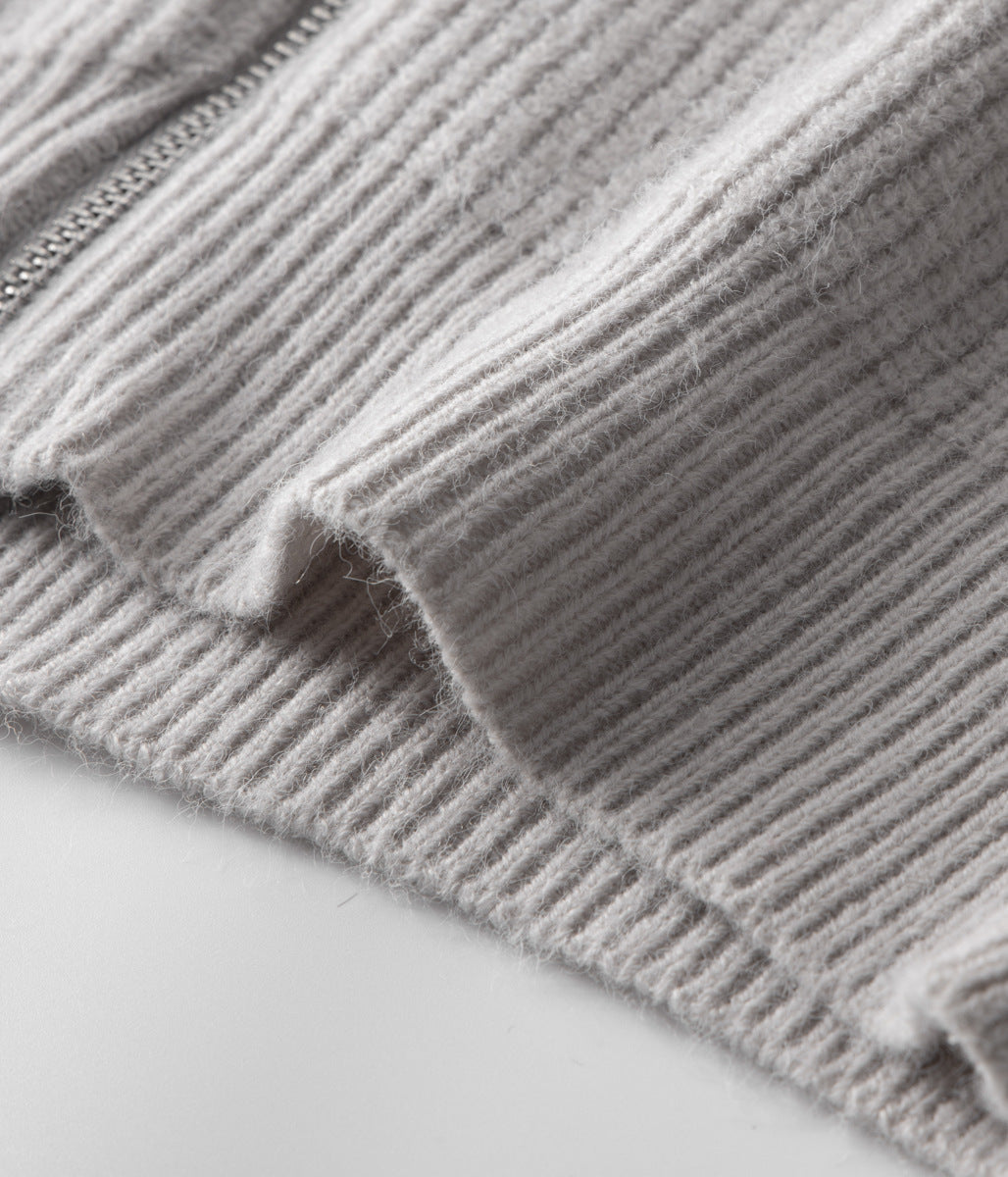 Cardigan zippé en laine mérinos 100%