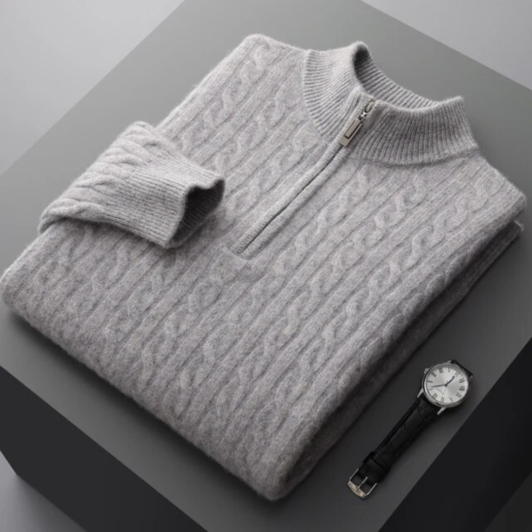 100% Cachemire Tissé Demi-Zip