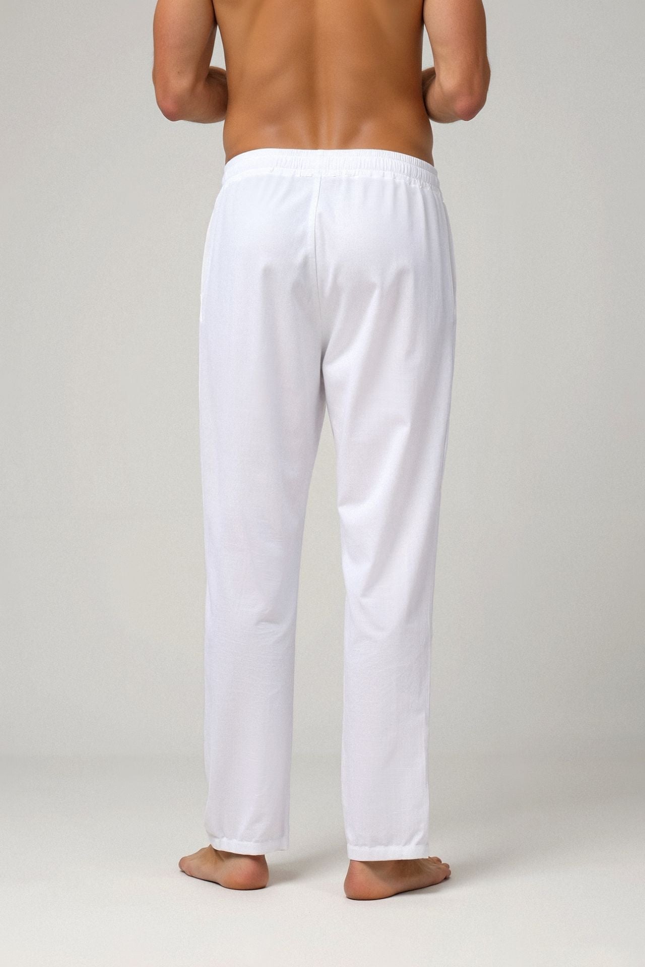 Pantalons à cordon en mélange de coton et de lin