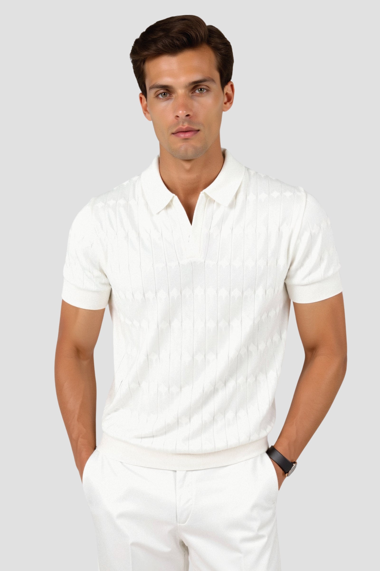 Polo en V côtelé Premium