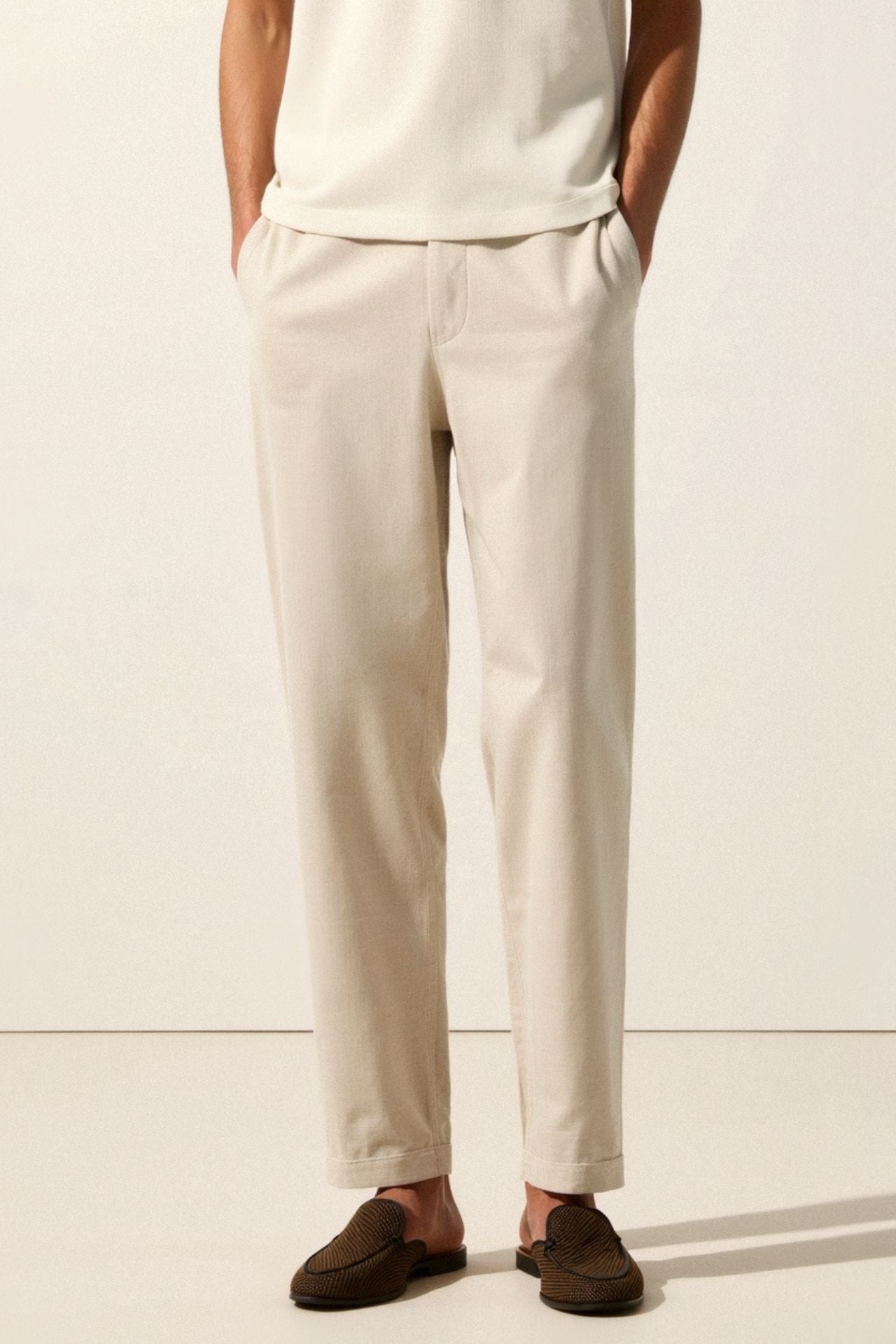 Pantalons en Lin Ample Coupe Classique