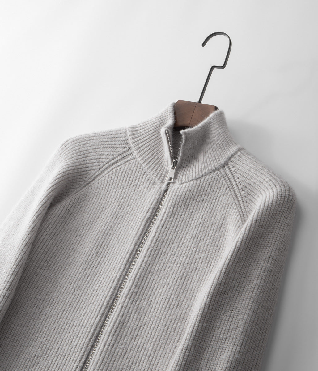 Cardigan zippé en laine mérinos 100%