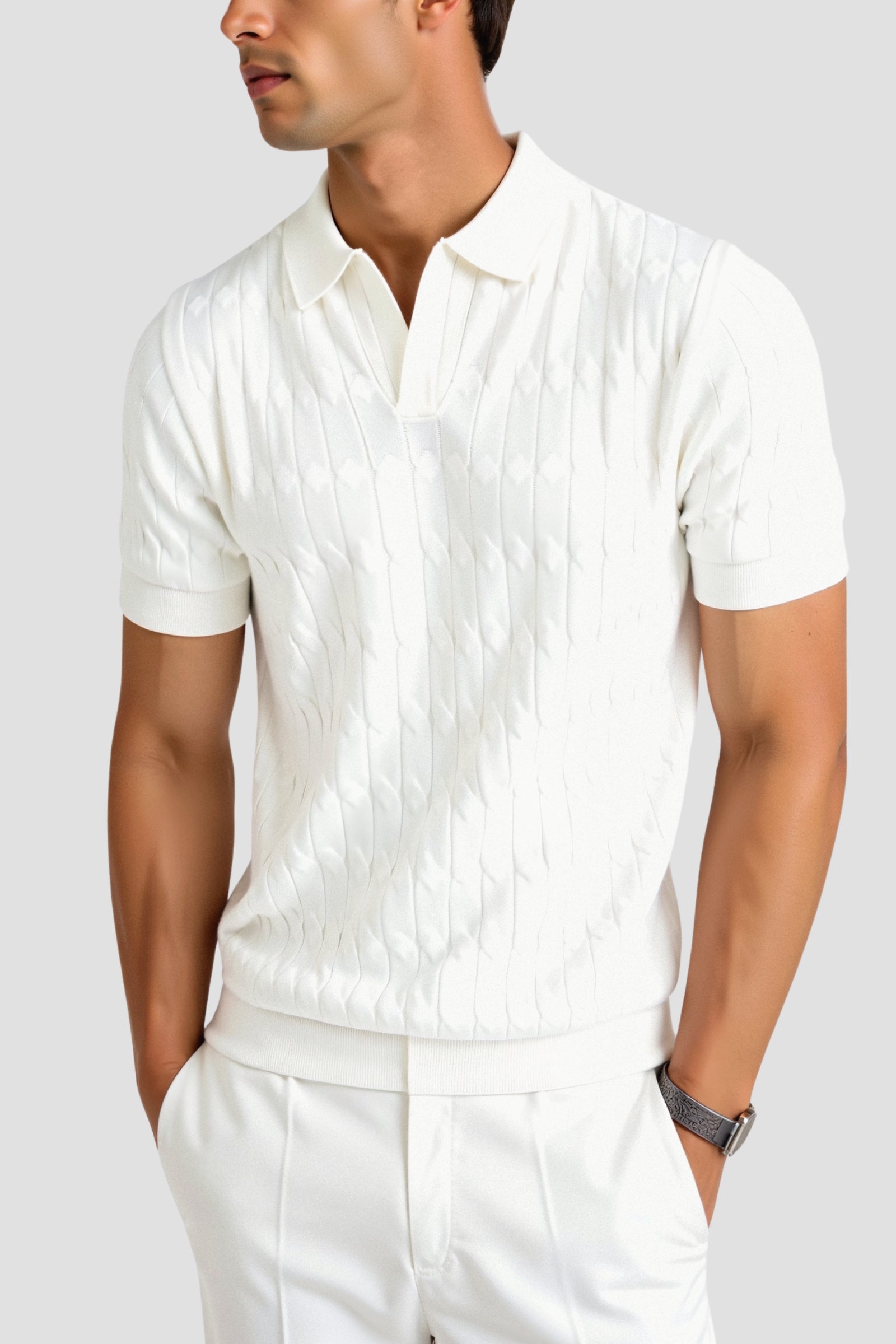 Polo en V côtelé Premium