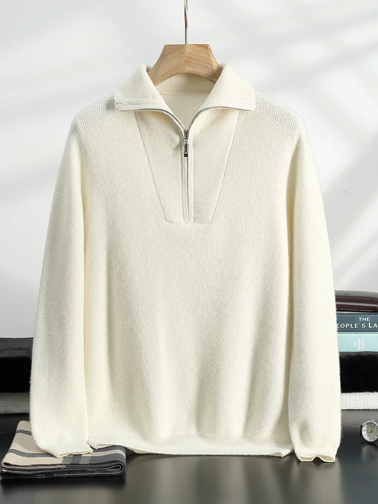 Pull à col zippé en cachemire 100%