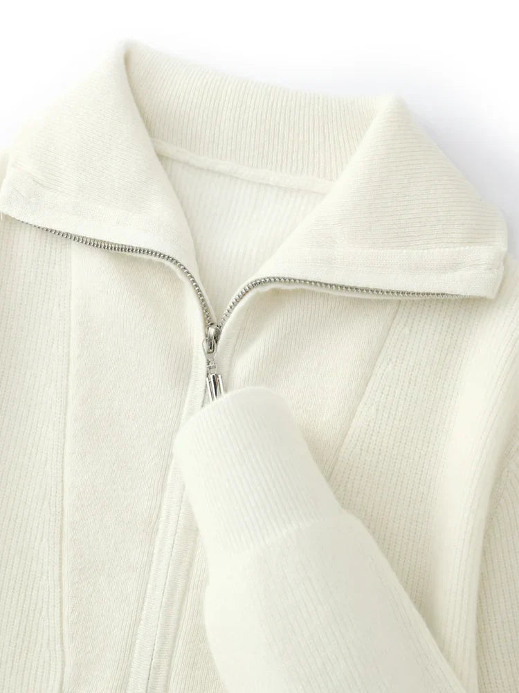Pull à col zippé en cachemire 100%