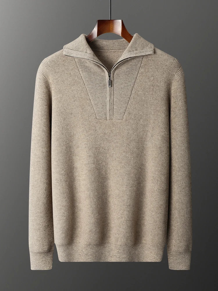 Pull à col zippé en cachemire 100%