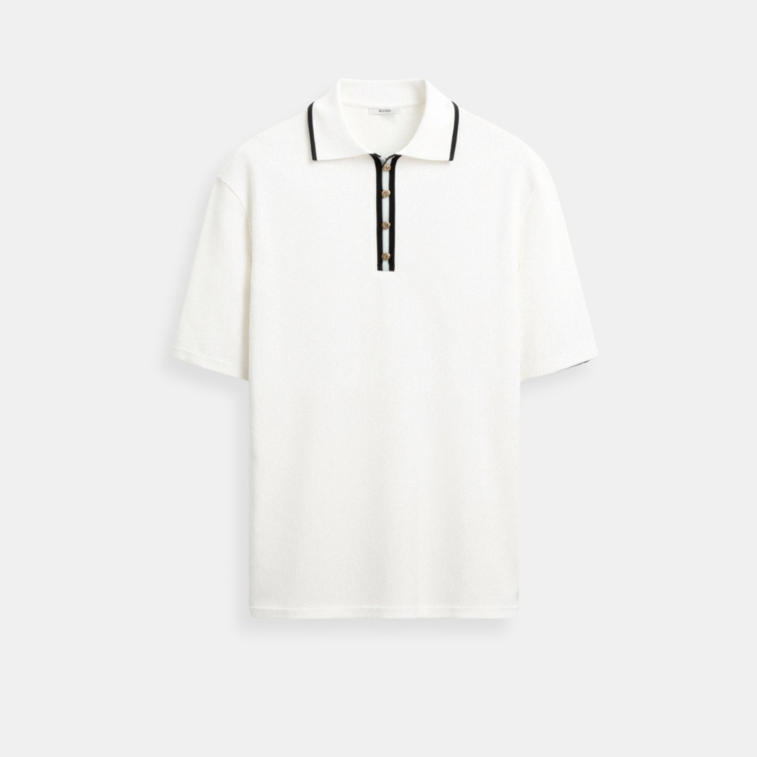 Polo à Boutons Contrastant avec Finition Élégante