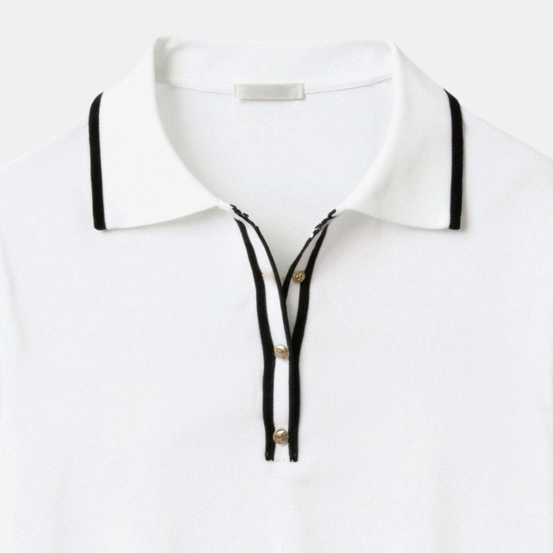 Polo à Boutons Contrastant avec Finition Élégante