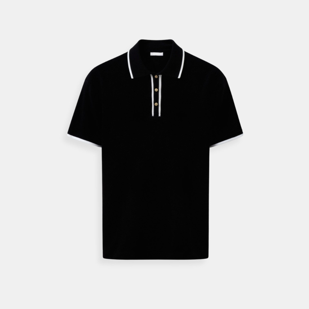 Polo à Boutons Contrastant avec Finition Élégante