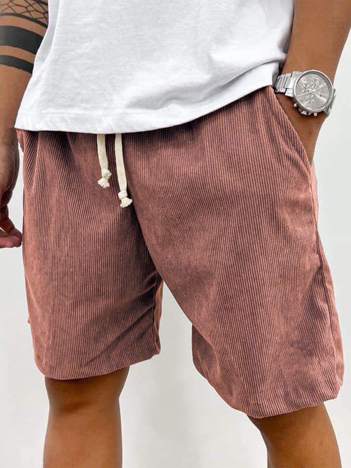 Shorts en velours côtelé stretch