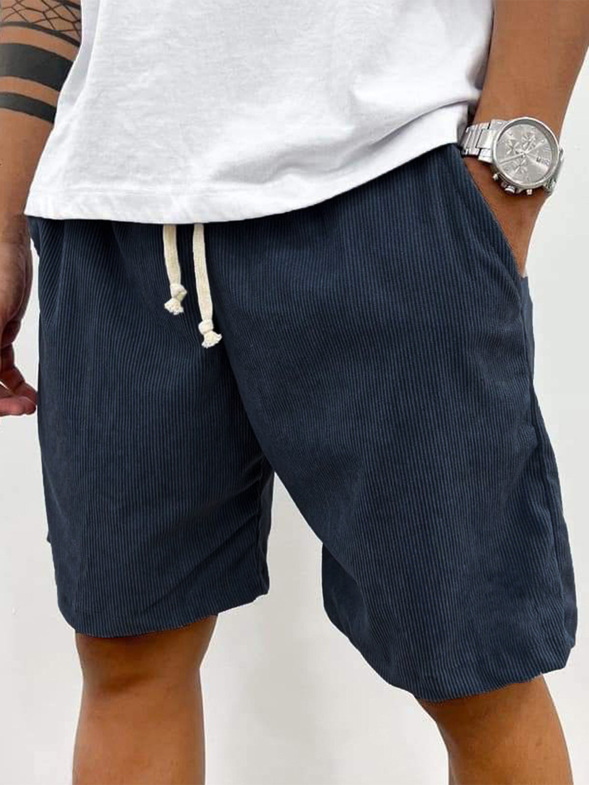 Shorts en velours côtelé stretch
