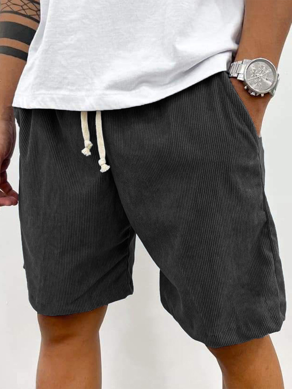Shorts en velours côtelé stretch