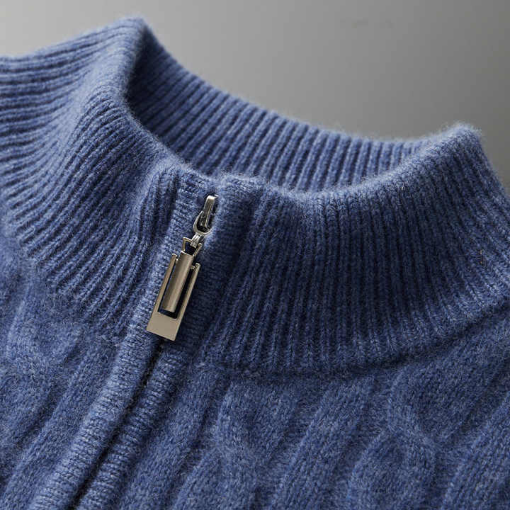 100% Cachemire Tissé Demi-Zip