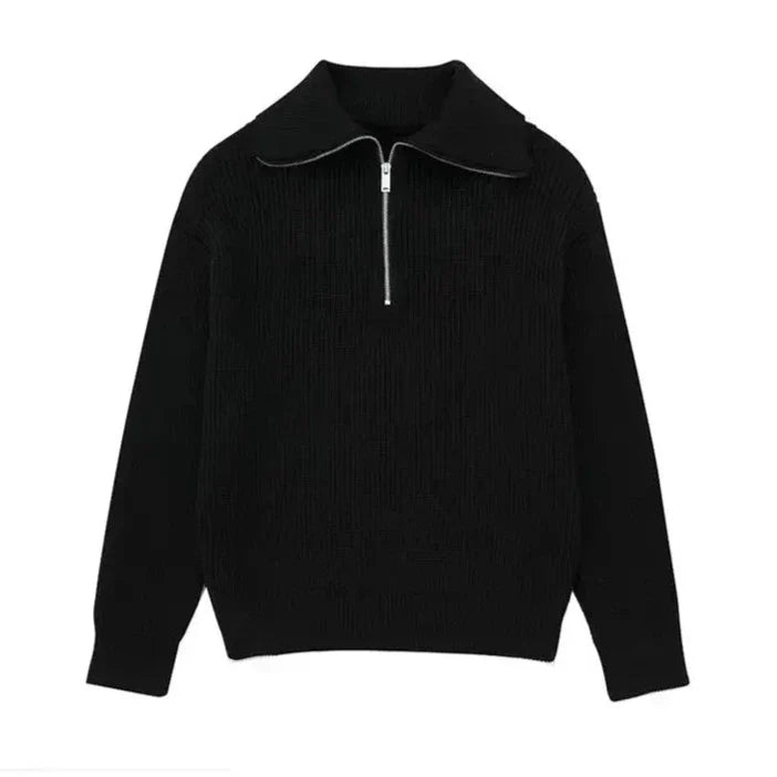 Pull zippé à rayures