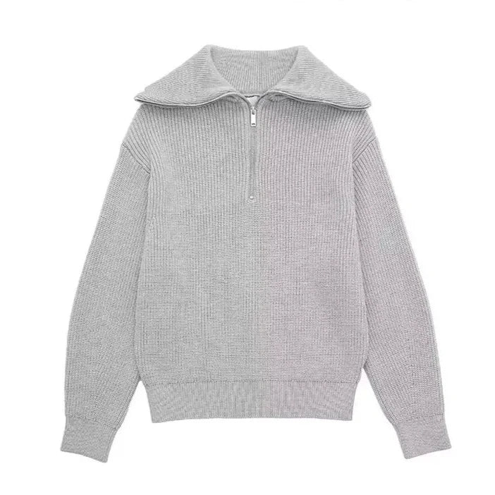 Pull zippé à rayures