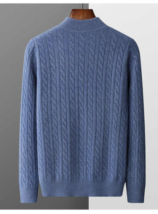100% Cachemire Tissé Demi-Zip
