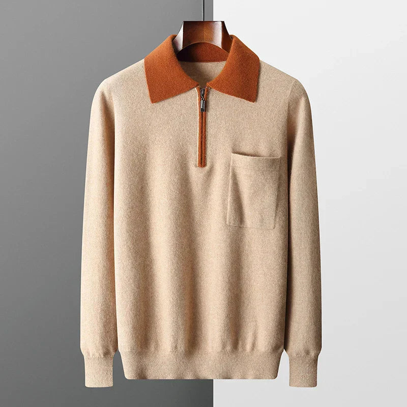 Polo zippé en 100% cachemire