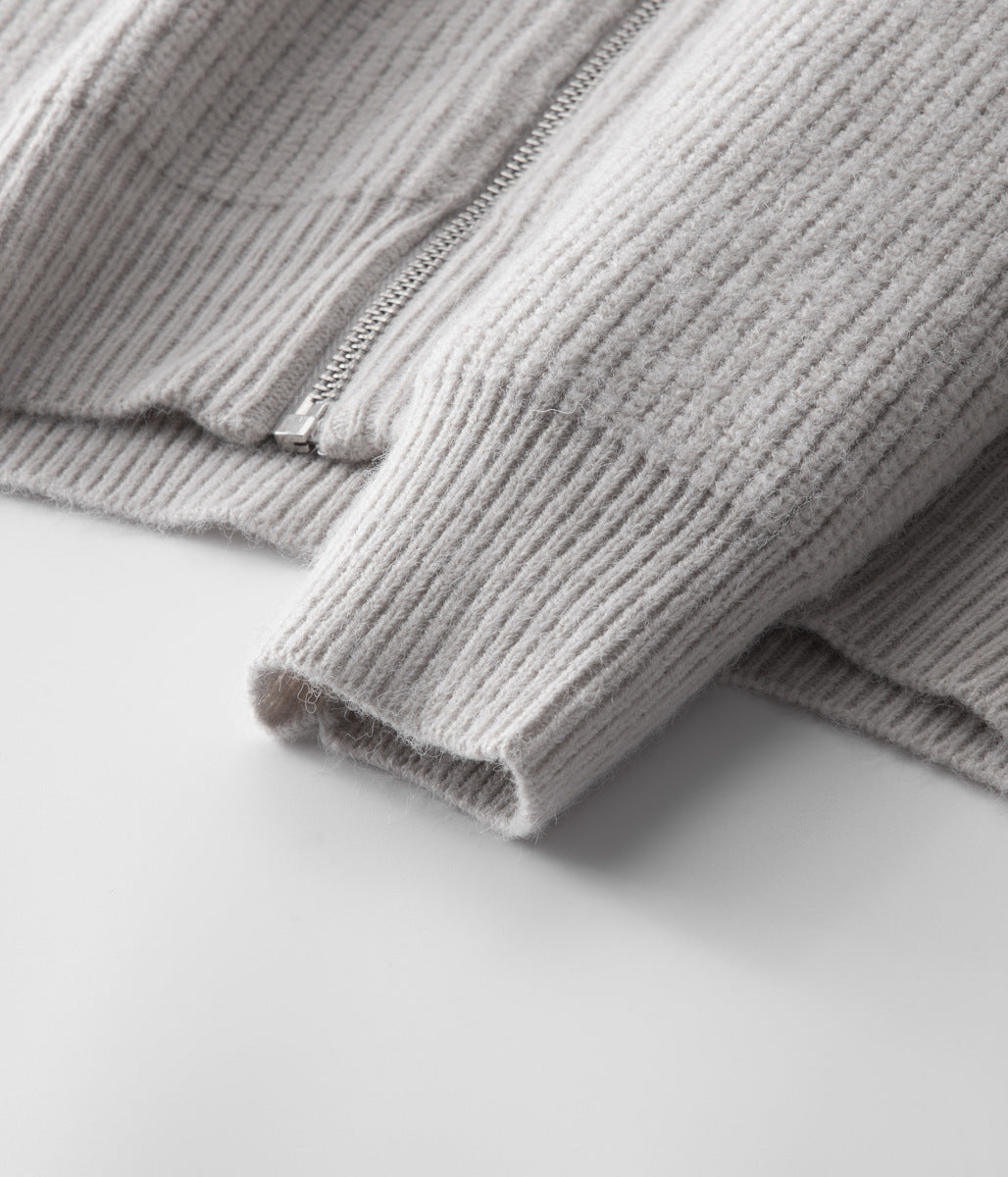 Cardigan zippé en laine mérinos 100%