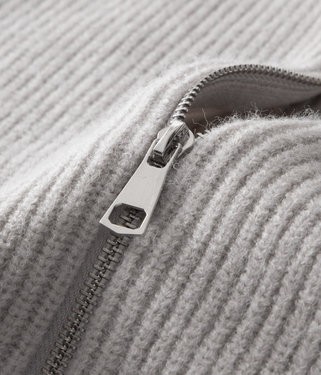 Cardigan zippé en laine mérinos 100%