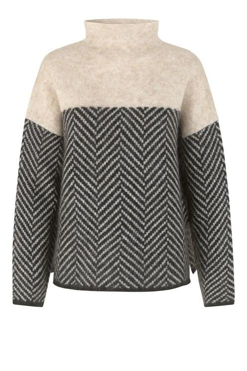 - Pull Avec Col Montant Et Motif Chevron